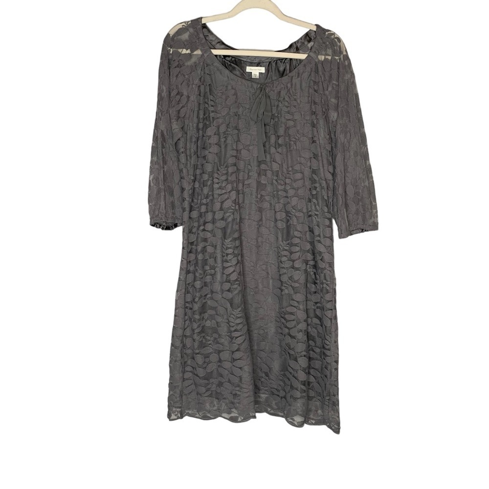 Garnet Hill beautiful gray lace dress with 3/4 length sleeve. Size 12